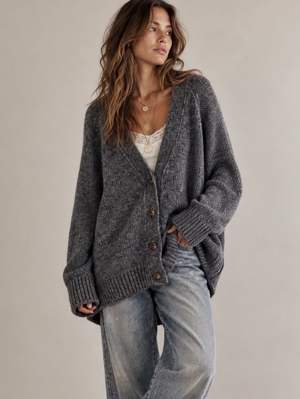 Velvet by Graham & Spencer Oversized Slouchy Alpaca Wool Blend Cardigan Sweater
